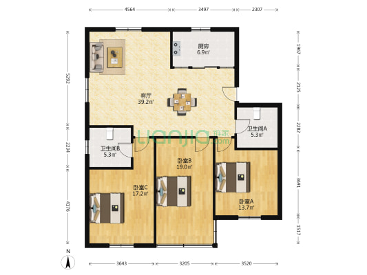柳巷35号 3室1厅2卫 126平方