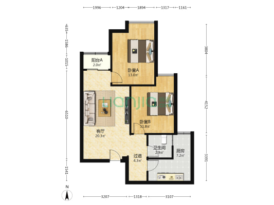和乐家园 2室1厅1卫 78平方