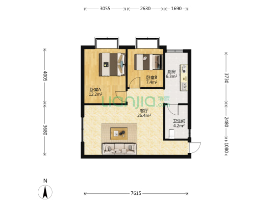 英烈路25号 2室1厅1卫 71平方