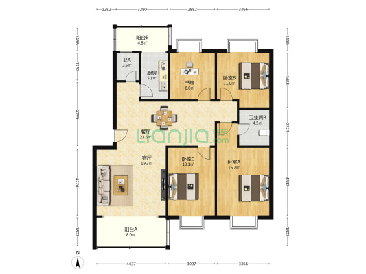 秀营苑小区 4室2厅2卫 128平方