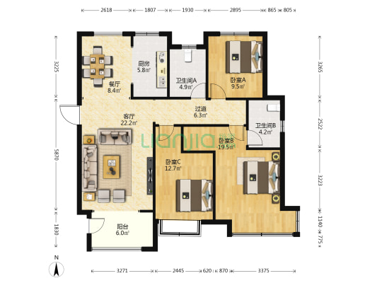 东尚名筑 3室2厅2卫 139平方