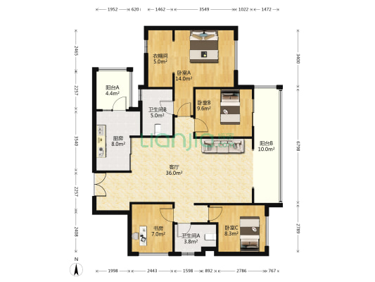 龙湖梵悦台 4室1厅2卫 135平方