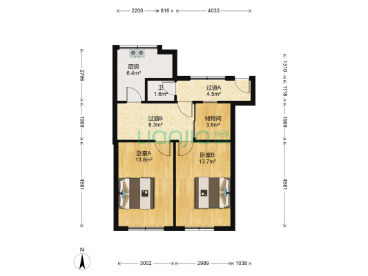 五二三厂 2室0厅1卫 46平方