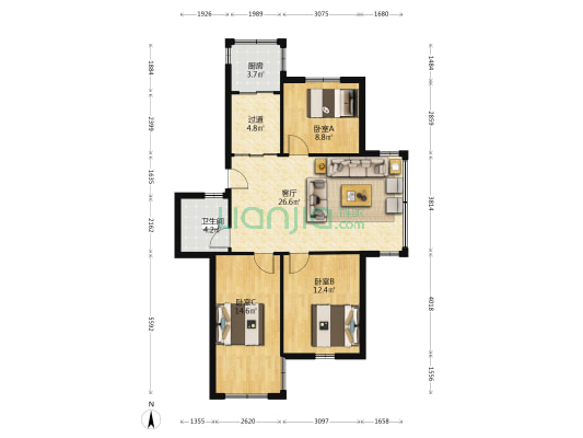 石化大湖新村 3室1厅1卫 93平方