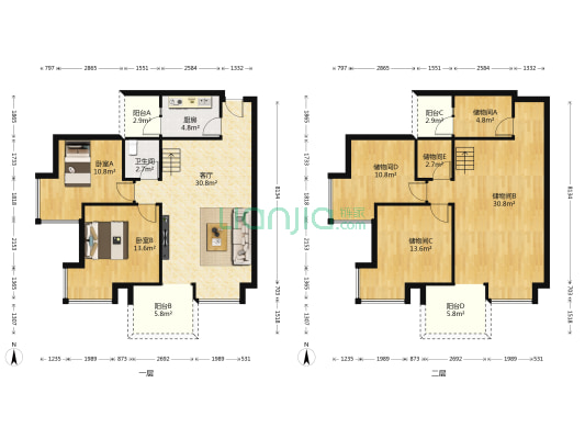 荟城B区 2室1厅1卫 120平方