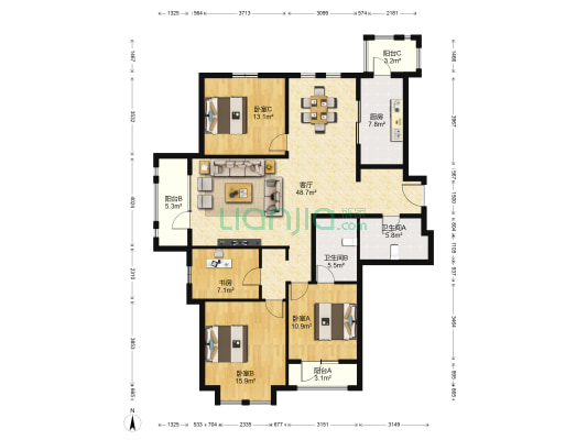 旭辉御府 4室1厅2卫 162平方