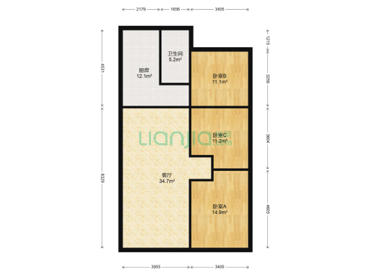 怀安河畔 3室1厅1卫 116平方