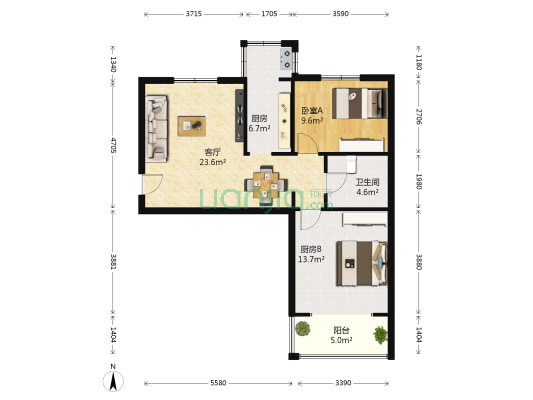 军营凤凰城 1室1厅1卫 88平方