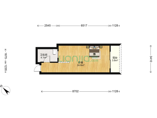 新中源国际商务公寓 1室0厅1卫 48平方