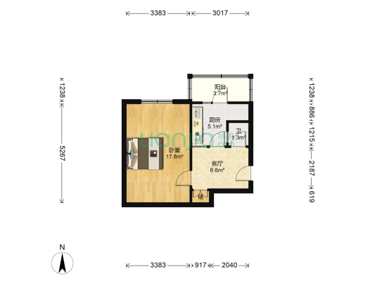 文政小区 1室1厅1卫 46平方