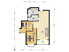 南向两居室 高新校区 便民市场方便-涿州联合七号院户型图