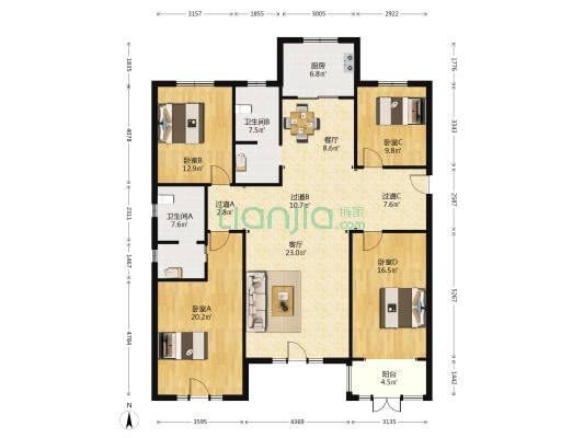 礼域名仕 4室2厅2卫 171平方