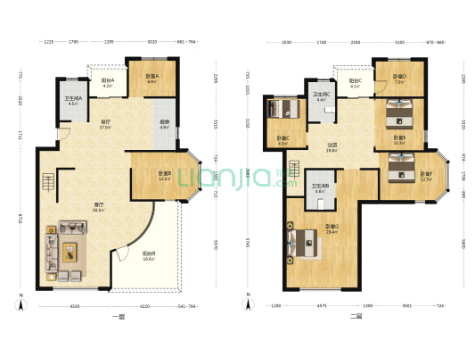 世纪花园 7室2厅3卫 261平方