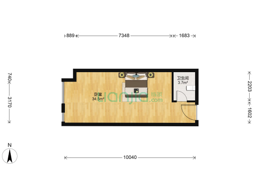 鸥波港湾 1室0厅1卫 58平方