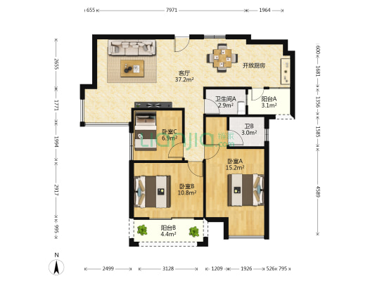 和思 · 相思湖畔A区 3室1厅2卫 95平方