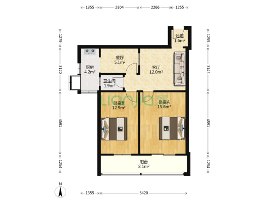 金属家属院 2室2厅1卫 70平方