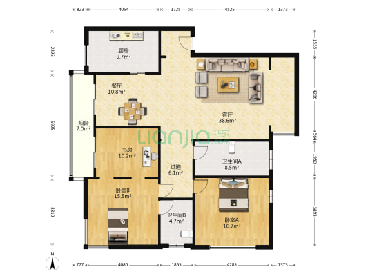 听涛花园 3室2厅2卫 170平方