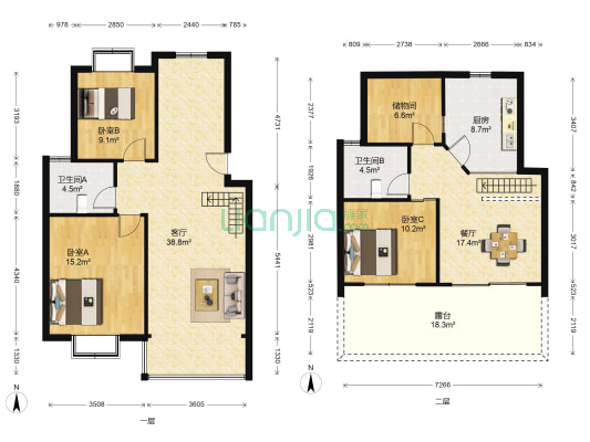 瀛洲名苑 3室2厅2卫 120平方