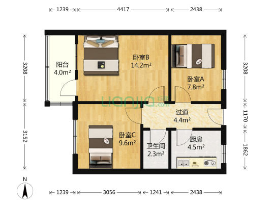 杭州路47号和49号 3室0厅1卫 60平方