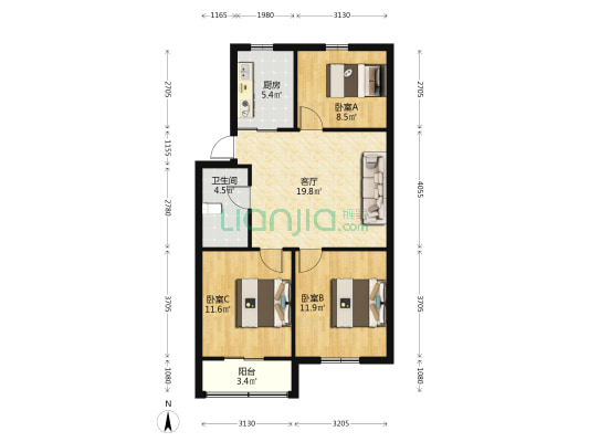 集贤南路综合楼 3室1厅1卫 78平方