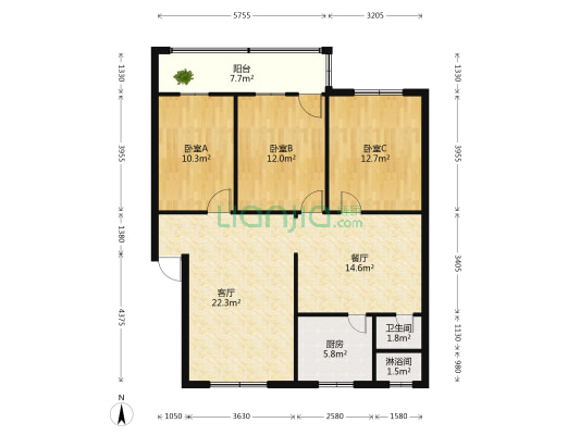 楼区信用联社家属楼 3室2厅2卫 106平方