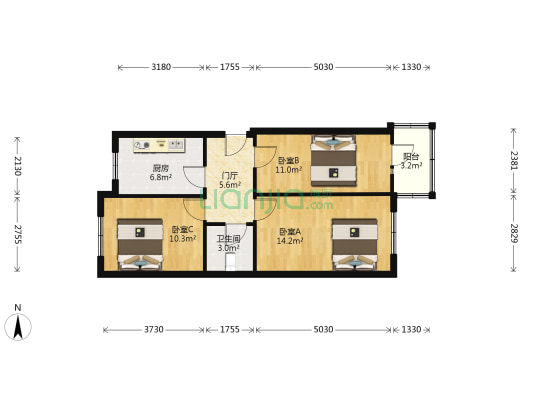 安国街 3室0厅1卫 77平方