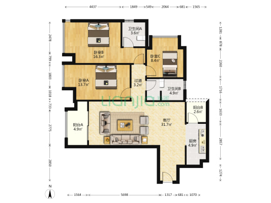 巴滨路品质楼盘，近轻轨，适合住家-户型图