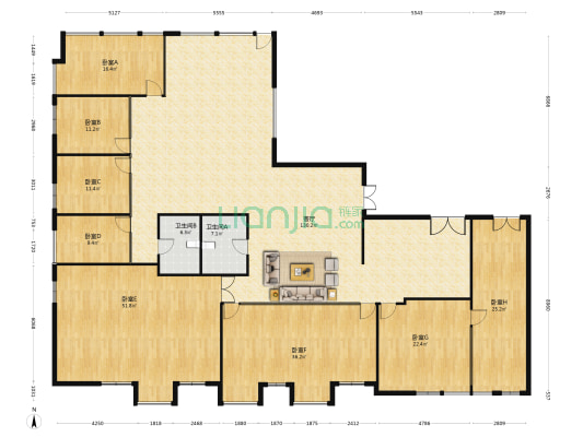 芙蓉国际大厦 8室1厅2卫 446平方