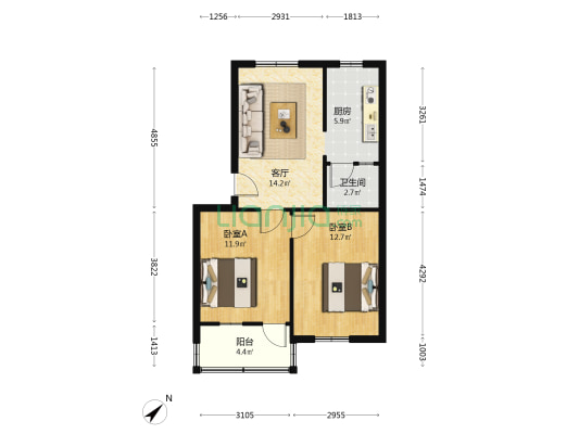 基建新村 2室1厅1卫 62平方