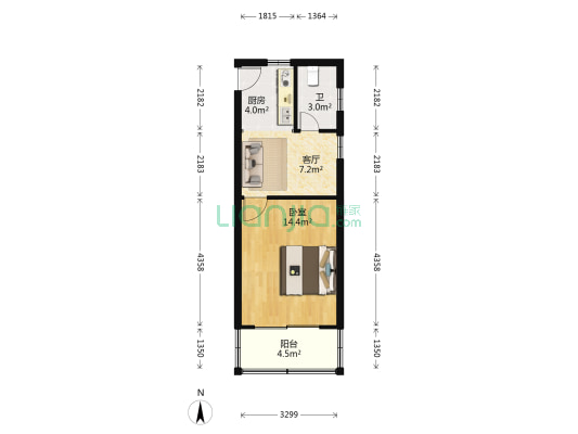 新建中路618号 1室1厅1卫 42平方