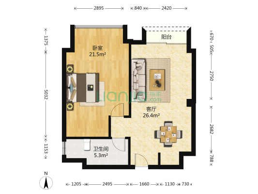 财富世纪广场 1室1厅1卫 83平方