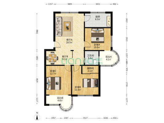 永建路152弄 3室2厅1卫 97平方