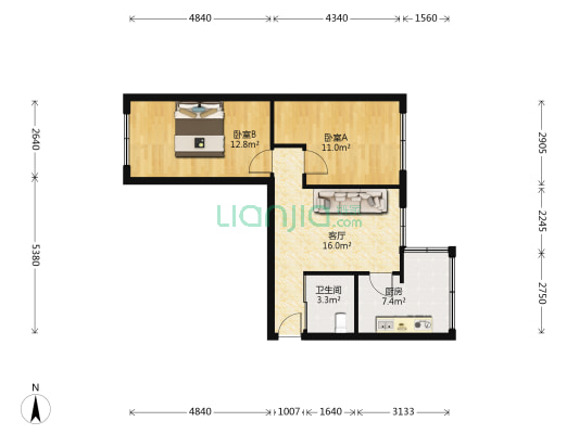 三益街 2室1厅1卫 70平方