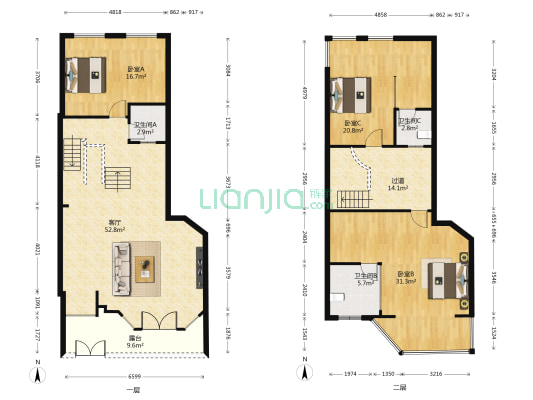 晋愉绿岛蓝溪 3室1厅3卫 192平方