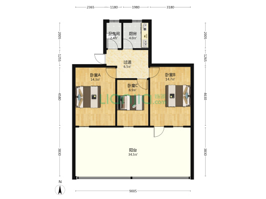 宜园路 3室0厅1卫 81平方
