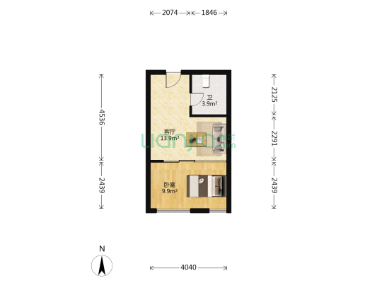 圣联时代广场 1室1厅1卫 47平方