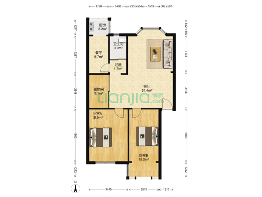 永乐园北区 2室2厅1卫 101平方