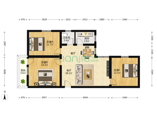 下苏巷 3室1厅1卫 116平方
