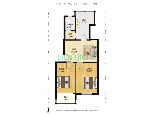 经七路22号 2室1厅1卫 65平方