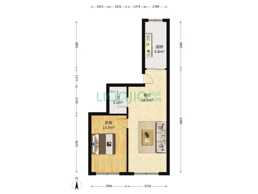 世纪龙滨 1室1厅1卫 48平方