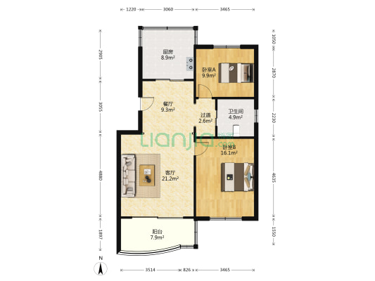 兰州路1151弄 2室2厅1卫 92平方