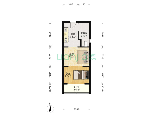 殷行一、二村 1室1厅1卫 36平方