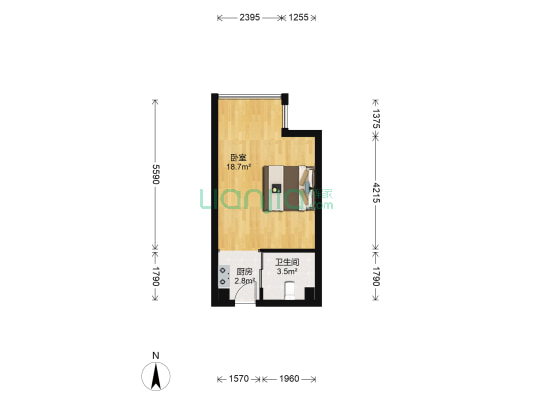 永盛星海花园 1室0厅1卫 36平方