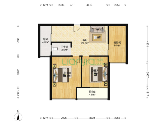明园星都 2室1厅1卫 89平方