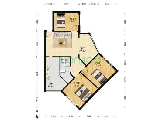 同善桥东街8号 3室1厅1卫 86平方