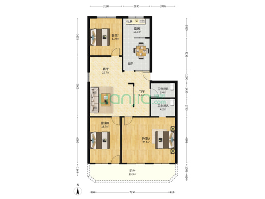莲荷西路 3室1厅2卫 116平方