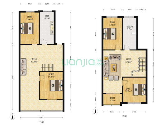 旺达小区 5室2厅1卫 200平方