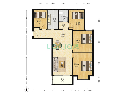 云溪美地 4室1厅1卫 122平方