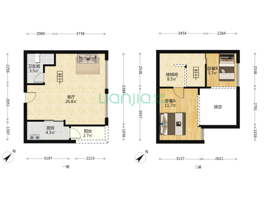 天慧凯颂广场 2室1厅1卫 56平方