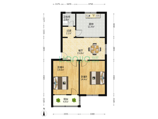 东风新村 2室1厅1卫 79平方